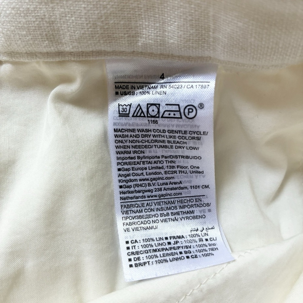 Banana Republic High Rise Wide Leg 100% Linen Cream Ivory White Pants Size 4 - Picture 6 of 6